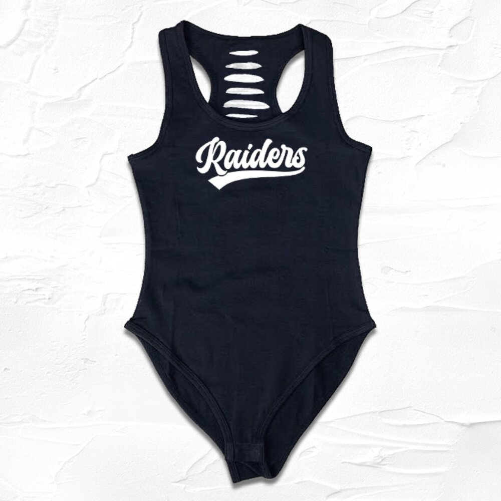 Black Cut-Out Raider Nation Bodysuit Gameday outfit GF/mom/ Las Vegas Shirts